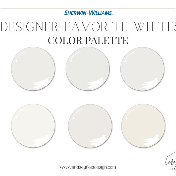 Farmhouse White Paint Colors | Sherwin Williams | Professional Paint Color Palette | Interior Design | Modern Farmhouse | Best white paint