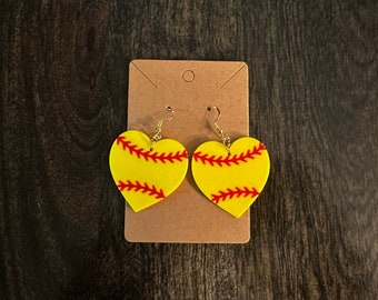 Herz Softball Ohrringe Baumeln und Tropfen Ohrringe