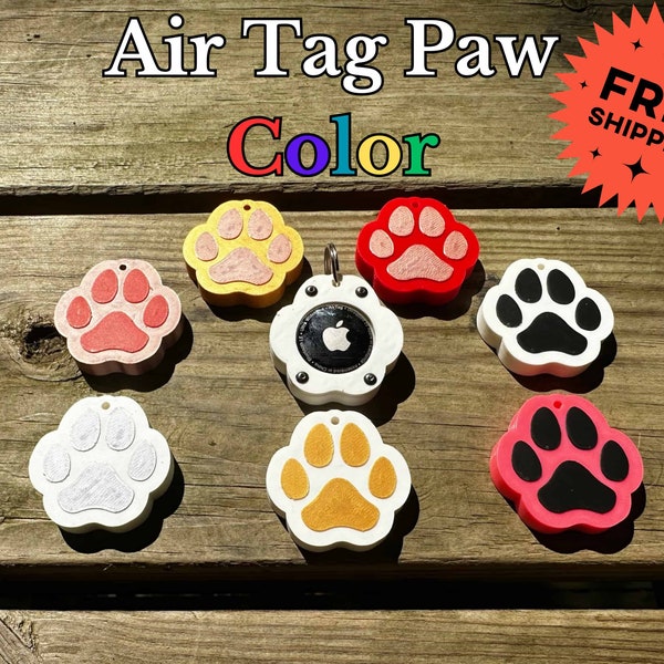 Custom Paw Air Tag Holder - Dog Cat Tag, Heavy Duty, Wear-Resistant