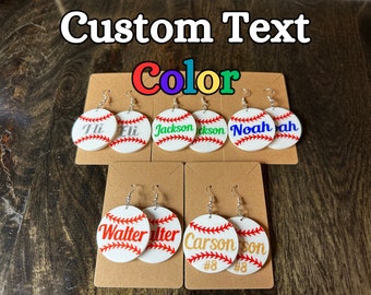 Personalisierte Baseball Ohrringe - anpassbar mit Ihrem Teamnamen, Nummer und Farbe