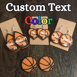 Personalized Basketball Team Earrings - Customizable with Your Name and Number Jewelry