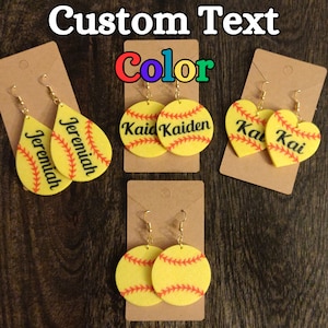 Personalized Softball Team Earrings - Customizable with Your Name and Number