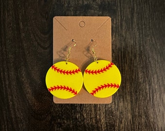 Runde Softball Ohrringe baumeln und Tropfen Schmuck
