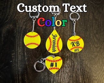 Personalisieren Sie Softball Team Keychain - kundengerecht mit Ihrem Namen und Ihrer Zahl
