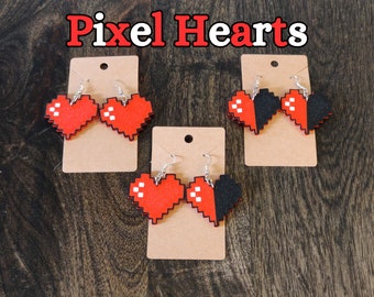Pixel Herz Ohrringe - Handgefertigter Retro Gaming Schmuck