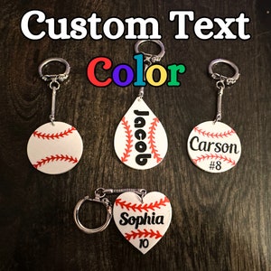 Personalisierte Baseball Team Schlüsselbund - personalisierbar mit Ihrem Namen und Ihrer Nummer