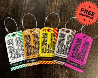Personalisierter Gepäckanhänger, anpassbarer Gepäckausweis, trendiges Reisezubehör, lebendige Farben, Name, Telefon, Adresse - 2x4 Zoll