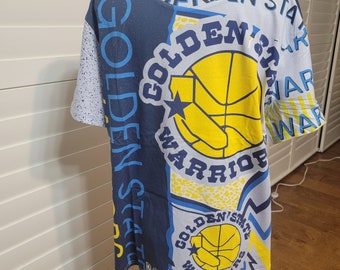 REPRINT All Over Print Vintage Golden State Warriors retro cotton t-shirt M, L, XL, 2XL 190gsm. (VIDEO)