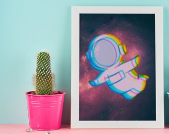 Trippy Astronaut- Digital Wall Art Print- Downloadable/Printable PNG file