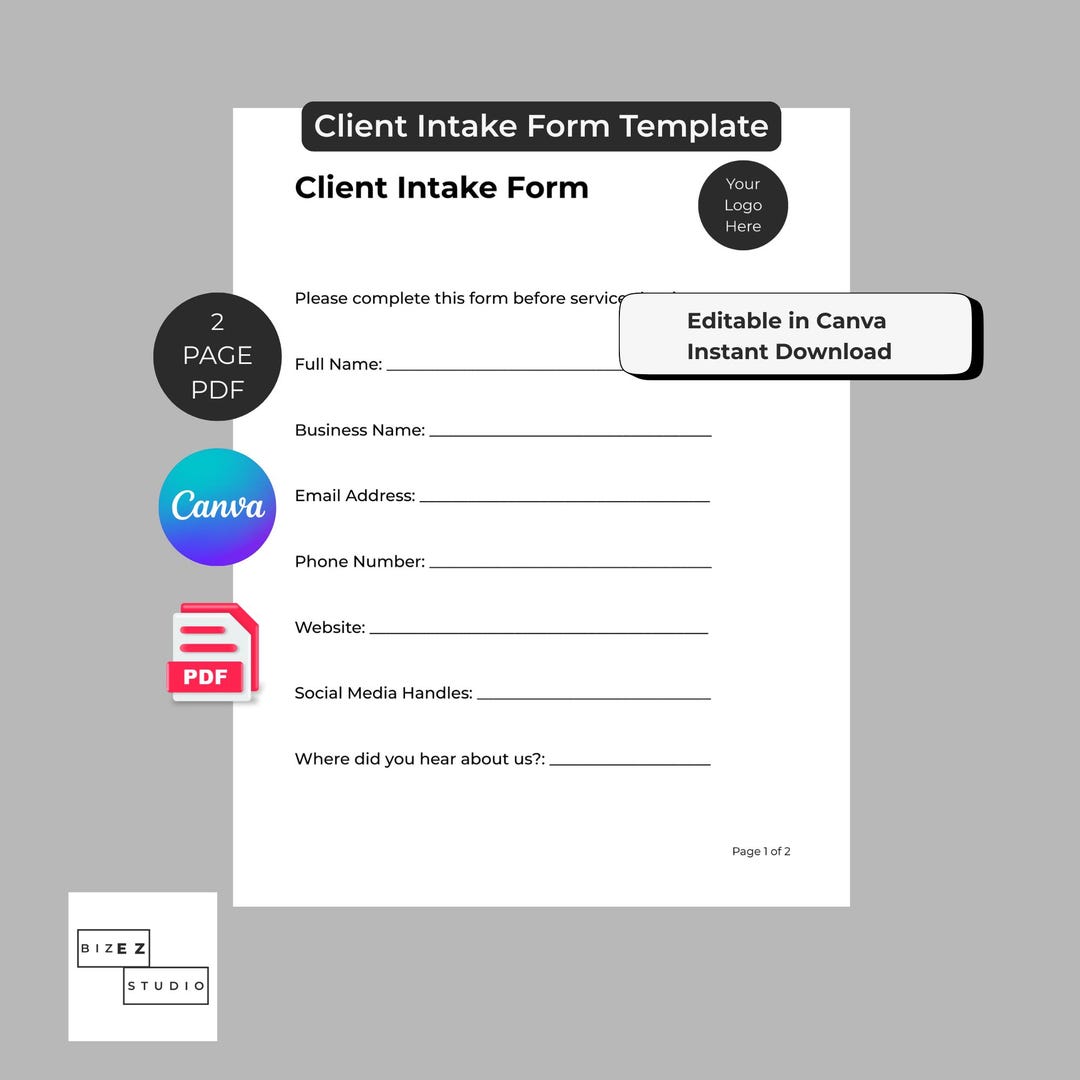 Editable Client Intake Form Canva Template for Service Providers and ...