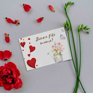 Carte fête des grands-mères mamie bouquet fleur coeur papillon imprimable
