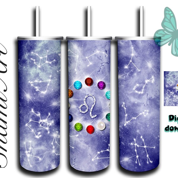 Zodiac LEO  design for 20oz Skinny Tumbler Sublimation  for Straight/Tapered Tumblers