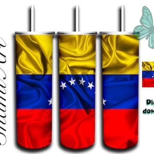Venezuela Flag- design - 16 oz Skinny Tumbler Sublimation - Straight Tumbler
