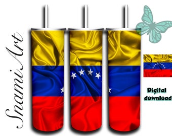 Venezuela Flag- design - 16 oz Skinny Tumbler Sublimation - Straight Tumbler