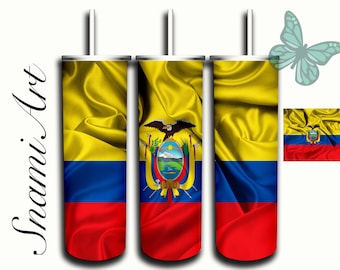 Conception du drapeau de l'Équateur pour sublimation de gobelet maigre de 20 oz pour gobelets droits/coniques