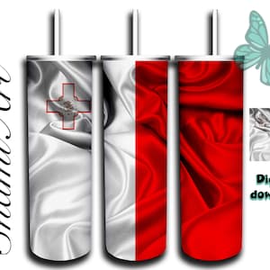 Malta Flag design for 20oz Skinny Tumbler Sublimation  for Straight/Tapered Tumblers