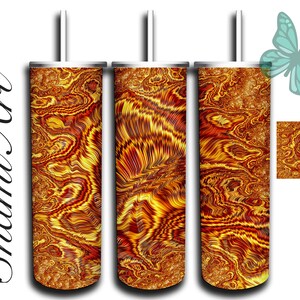 Orange Fractal- design for 20oz Skinny Tumbler Sublimation  for Straight/Tapered Tumblers