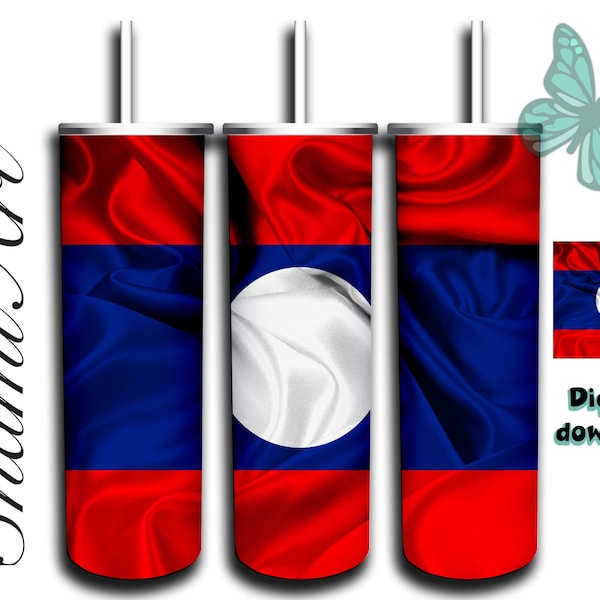 Laos Flag design for 20oz Skinny Tumbler Sublimation  for Straight/Tapered Tumblers