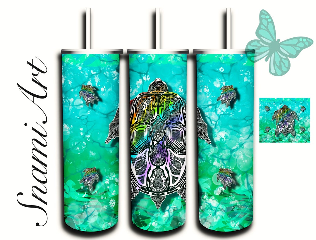 The Magic Turtle Good Luck Design for 20oz Skinny Tumbler Sublimation for Straight/tapered
