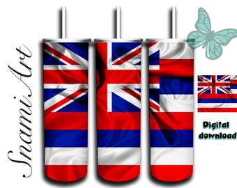 Motif drapeau d'Hawaï pour gobelet fin 20 oz à sublimation pour gobelets droits/coniques