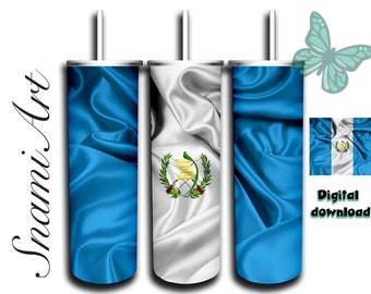 Drapeau du Guatemala - design pour gobelet fin 20 oz à sublimation pour gobelets droits/coniques