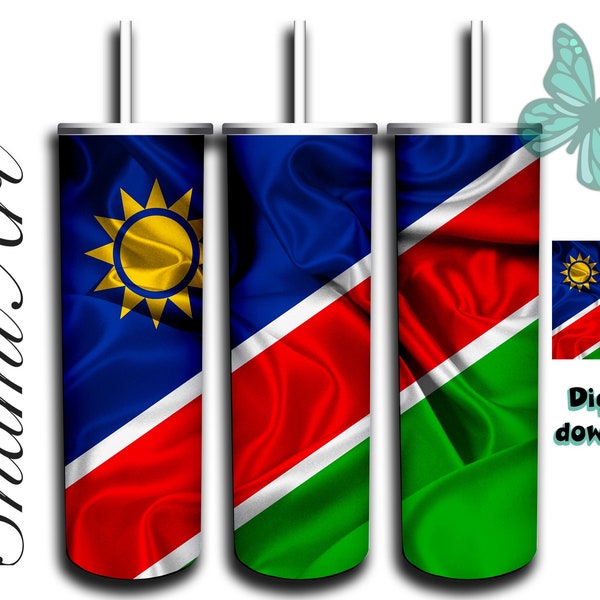 Namibia Flag design for 20oz Skinny Tumbler Sublimation  for Straight/Tapered Tumblers