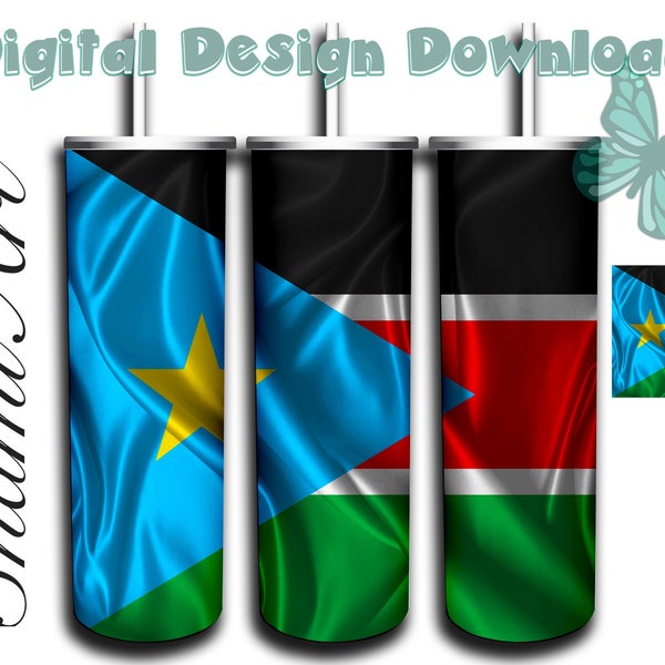 South Sudan Flag design for 20oz Skinny Tumbler Sublimation  for Straight/Tapered Tumblers