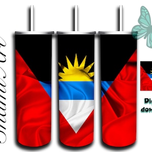 Antigua and Barbuda Flag design for 20oz Skinny Tumbler Sublimation  for Straight/Tapered Tumblers