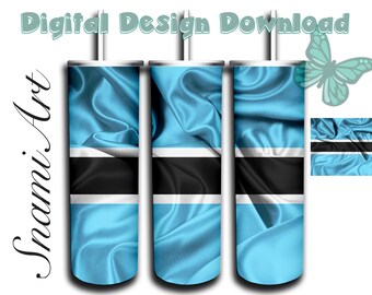 Botswana  Flag ADD Your Own Name design for 20oz Skinny Tumbler Sublimation  for Straight/Tapered Tumblers