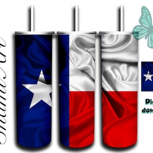 Texas Flag design for 20oz Skinny Tumbler Sublimation  for Straight/Tapered Tumblers