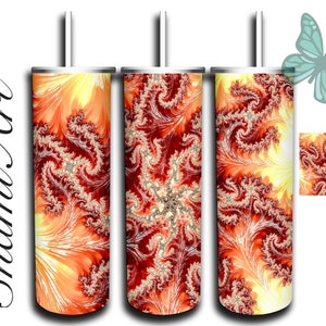 Coral Fractal- design for 20oz Skinny Tumbler Sublimation  for Straight/Tapered Tumblers