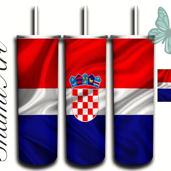 Croatia Flag design for 20oz Skinny Tumbler Sublimation  for Straight/Tapered Tumblers