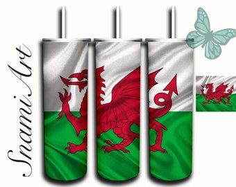 Conception du drapeau du Pays de Galles pour 20oz Skinny Tumbler Sublimation pour Tumblers droits / coniques