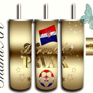 Croatia Soccer Football design for 20oz Skinny Tumbler Sublimation  for Straight/Tapered Tumblers