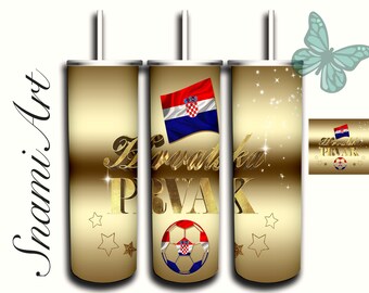 Diseño de fútbol de Croacia para sublimación de vaso flaco de 20 oz para vasos rectos/cónicos
