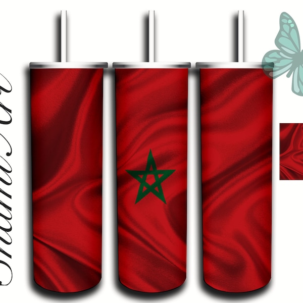 Morocco Flag  design for 20oz Skinny Tumbler Sublimation  for Straight/Tapered Tumblers