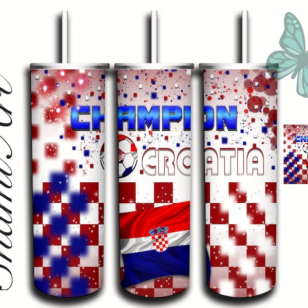 Croatia Soccer Football 2022  design for 20oz Skinny Tumbler Sublimation  for Straight/Tapered Tumblers