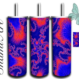 Cobalt Fractal- design for 20oz Skinny Tumbler Sublimation  for Straight/Tapered Tumblers