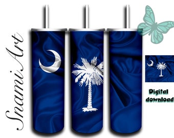 Conception du drapeau de la Caroline du Sud pour la sublimation du gobelet maigre de 20 oz pour les gobelets droits/effilés