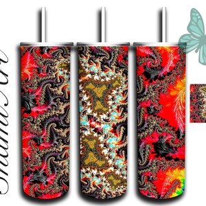 Multicolor Fractal- design for 20oz Skinny Tumbler Sublimation  for Straight/Tapered Tumblers