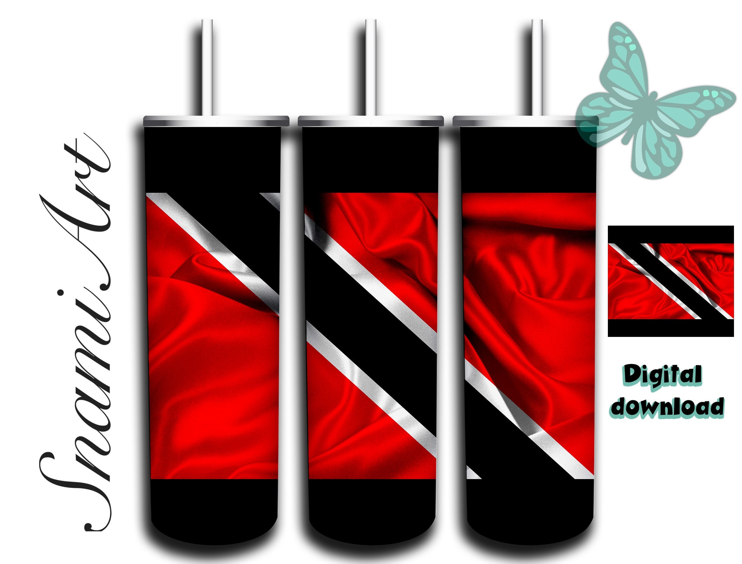 Trinidad and Tobago Flag Design for 20oz Skinny Tumbler Sublimation for