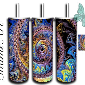 Lilac  Fractal- design for 20oz Skinny Tumbler Sublimation  for Straight/Tapered Tumblers