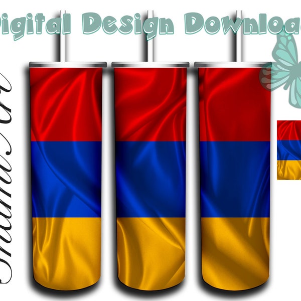 Armenia Flag design for 20oz Skinny Tumbler Sublimation  for Straight/Tapered Tumblers