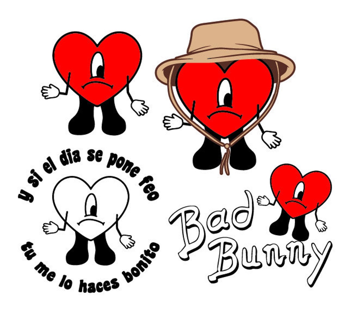 Bad Bunny Heart SVG Png Dxf Cricut File Cameo File - Etsy