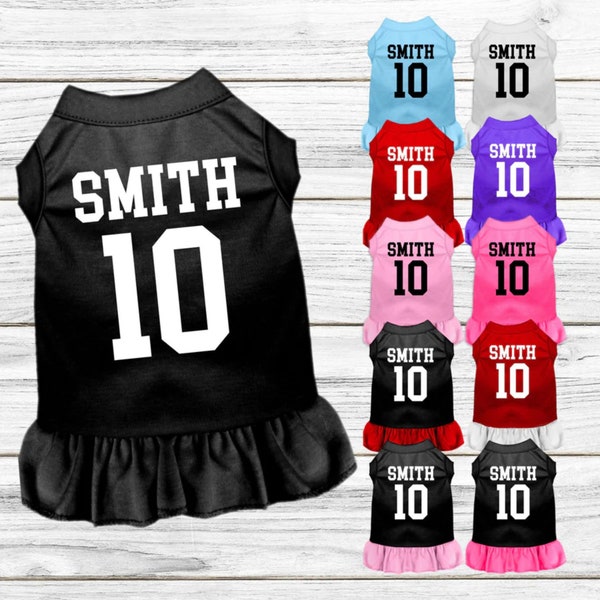 Pet Dog and Cat Team Dress, "Custom Names & Numbers", Personalized Team Spirit Dress For Pet, Cute Gift For Any Sport Fan Pet Owner