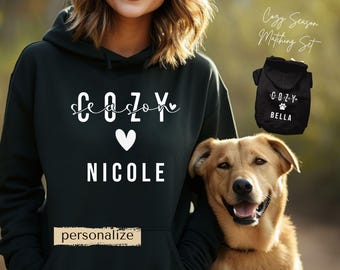 Personalized Matching Dog and Owner Hoodie Set, Custom Pet Outfit