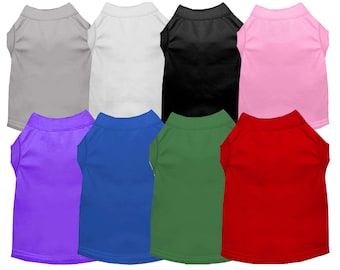 Pet Dog & Cat Shirt Blank, Plain, Vibrant Pet Shirts Ideal For Customization, Available in 8 Colors, Cotton Polyester Blend Pet Tanks