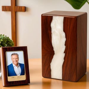 Handcrafted Wooden Urn for Human Ashes, Personalized Rosewood Cremation Urn Box, Memorial Keepsake for Adults, Pets, and Children