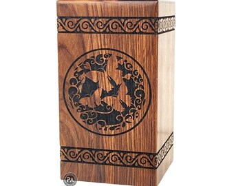 Handcrafted Wooden Urn with Butterfly Design, Personalized Engraved Cremation Box for Human or Pet Ashes