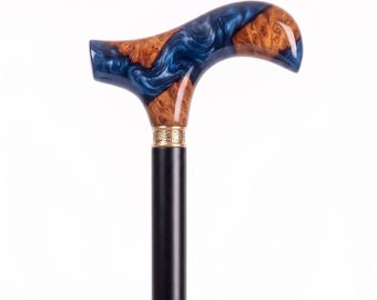 Personalized Rosewood Walking Cane with Resin Handle, Handmade Engraved Walking Stick, Custom Wooden Cane Gift for Men